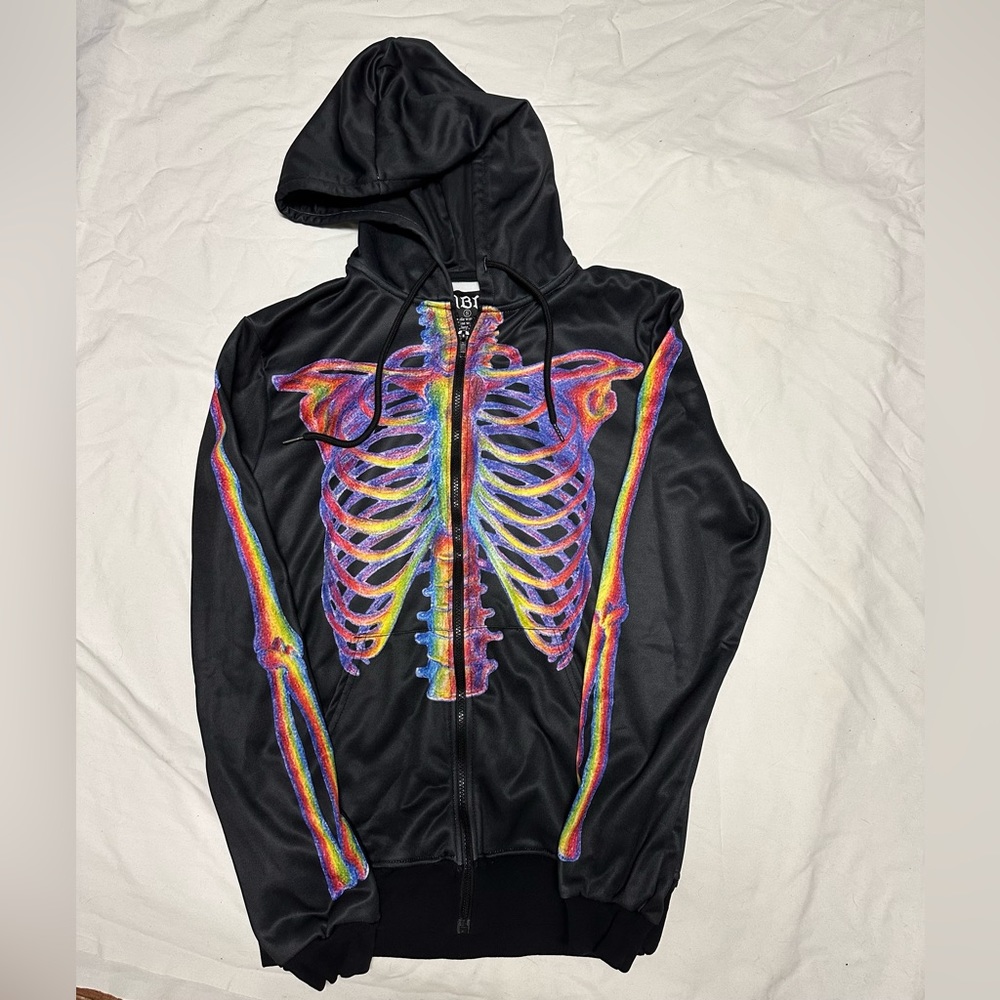 BRAND NEW! Mbm zip up colorful skeleton hoodie.